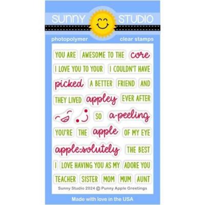 Sunny Studios Stempel - Punny Apple Greetings